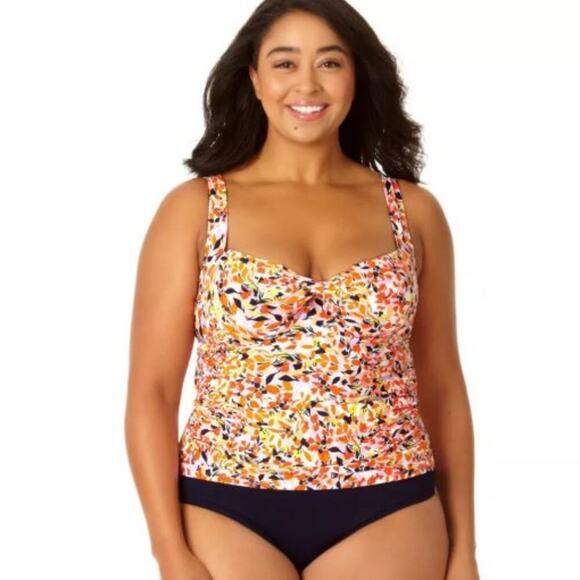 Anne Cole Brand  Retro Twist Front Underwire Tankini Swim Top Size 38C NWT - Picture 1 of 5